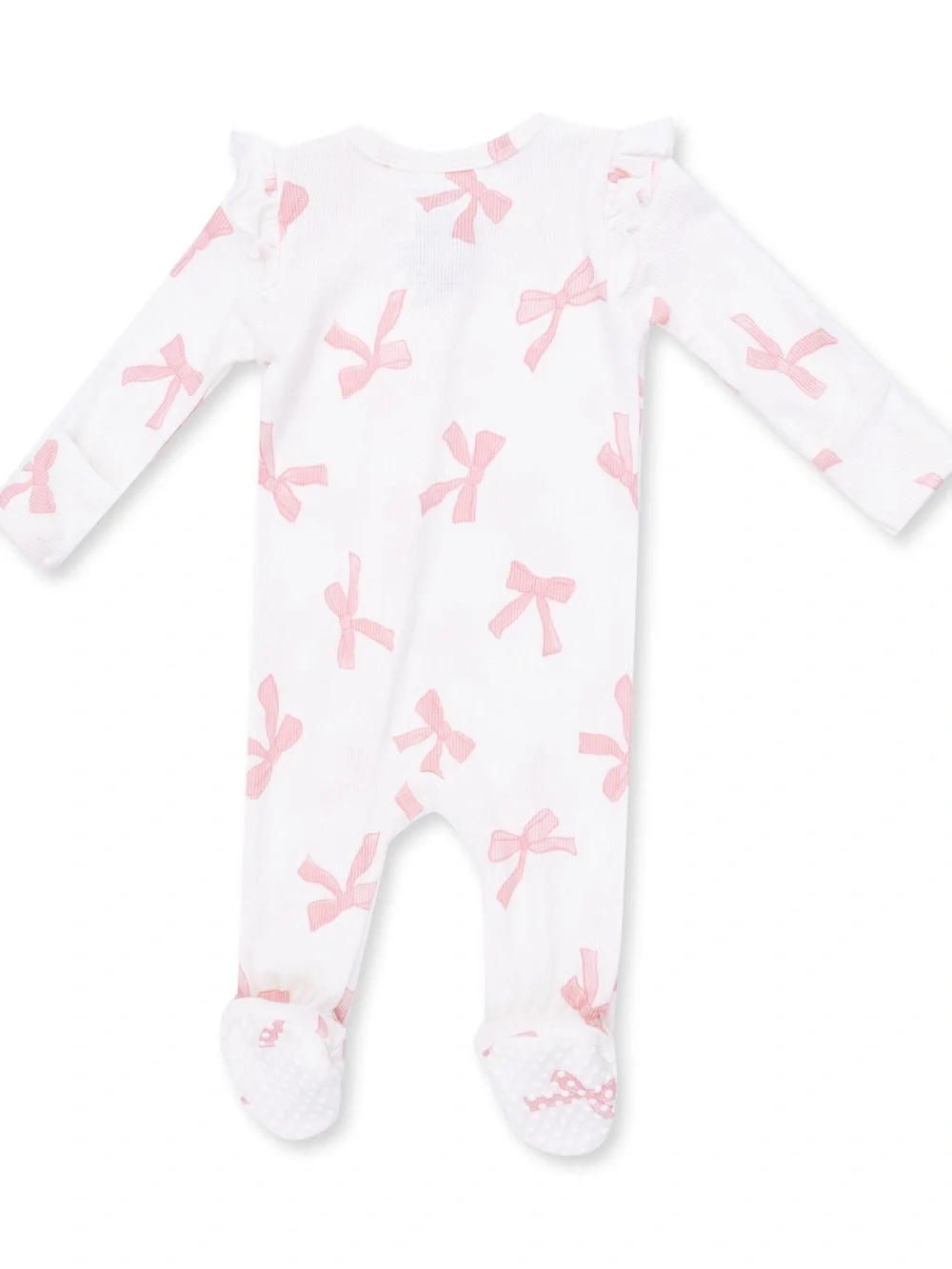 Angel Dear White Footed One-Piece with Pink Bow Print 0-3 3-6 6-9 months